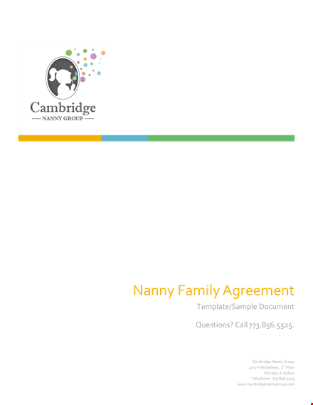 nanny family contract template - agreement for the family and nanny template