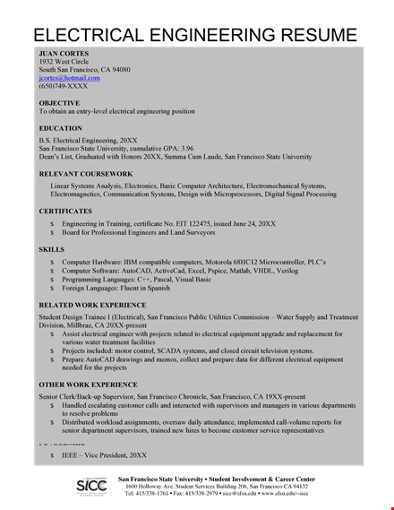 electrical engineer resume template template