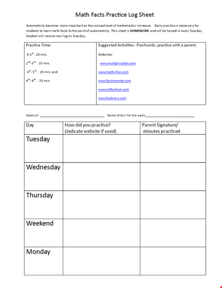 practice log sheet - track and improve your progress template