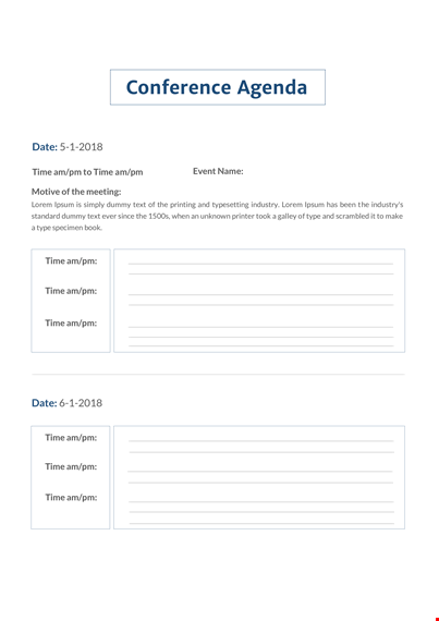 conference agenda format template