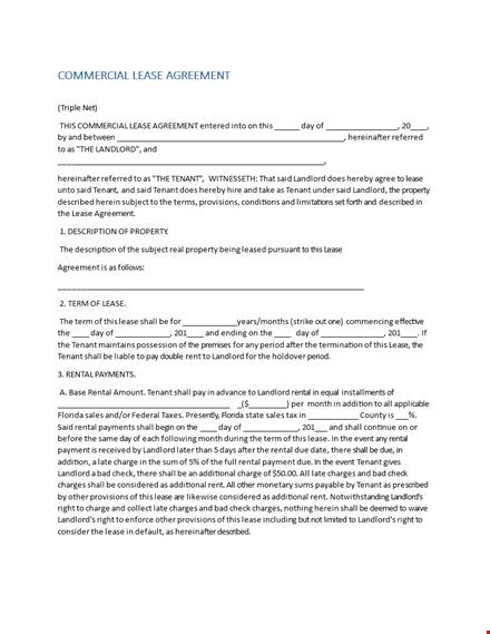 commercial lease contract template template