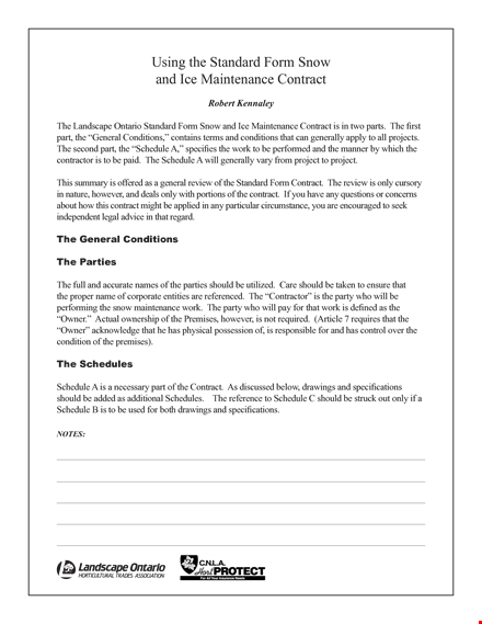 standard form snow contract template template