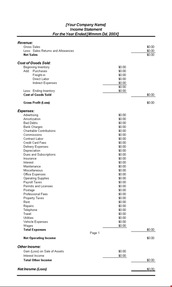 free income statement template - easily track your expenses &amp; income template