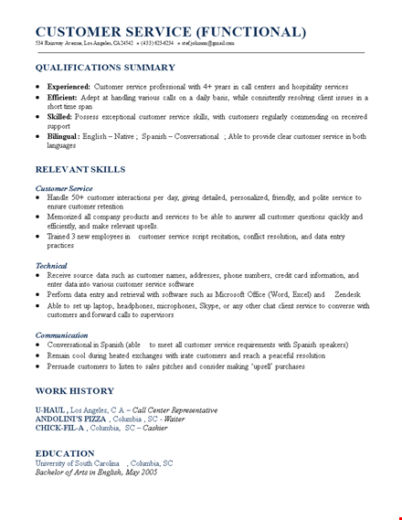 customer service resume template - stand out with a professional customer service resume template