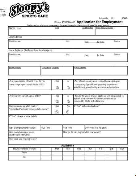 employment application template - school | job application form with address template