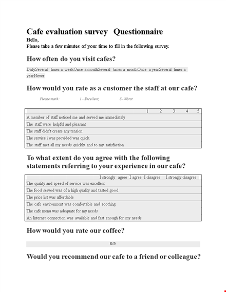 questionnaire template template