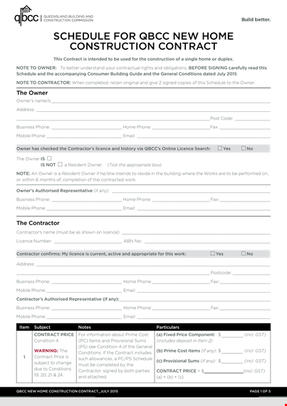 contract schedule template