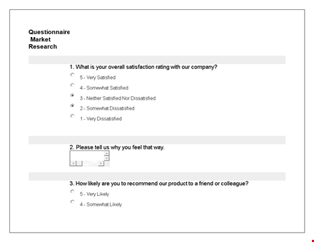 create a satisfied questionnaire template | easy to use and effective template