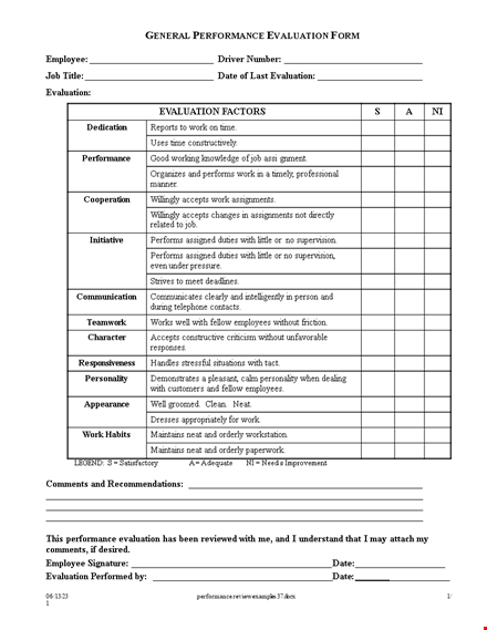 top performance review examples | evaluate, perform & excel template