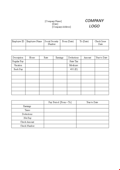 paycheck stub template - company check templates template