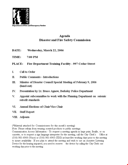 fire safety meeting agenda template for department in berkeley | ctr & seo optimized template