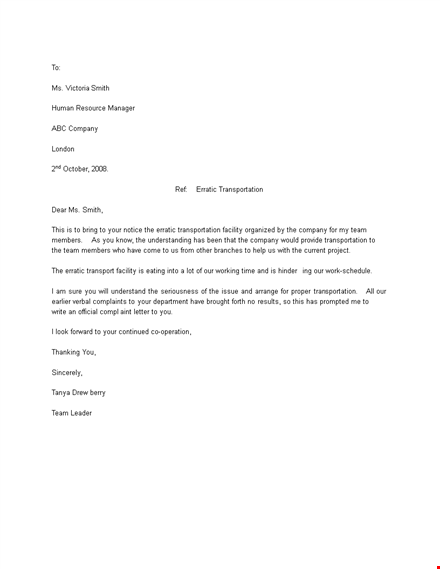 free employee complaint letter template template