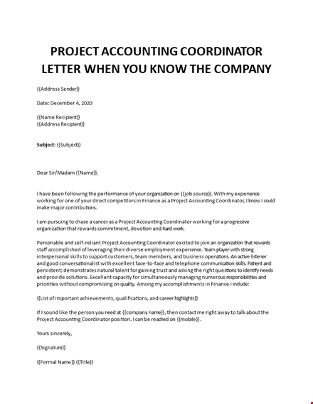 project accounting coordinator letter  template