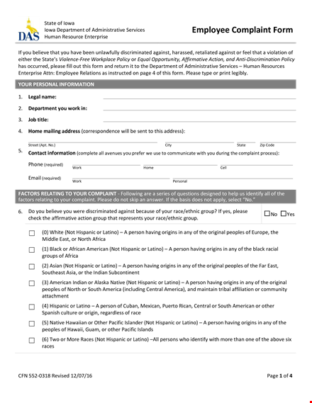 employee complaint investigation template