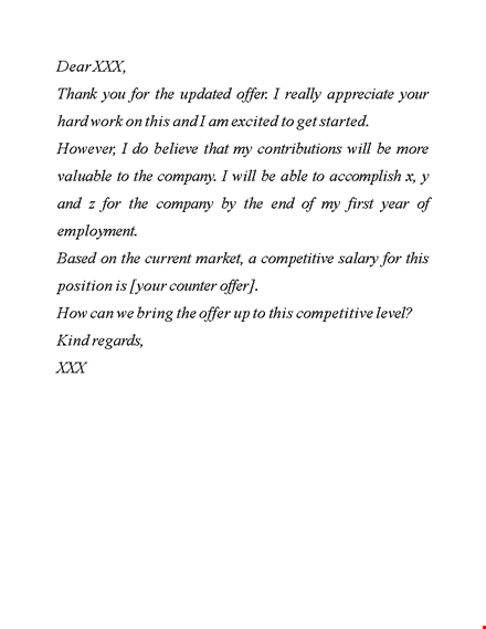 salary negotiation letter for a competitive job offer template
