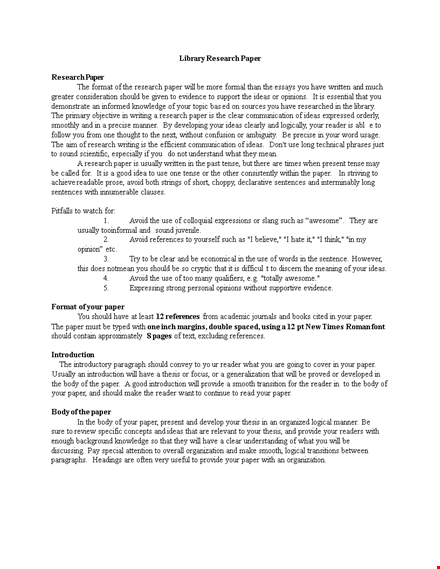library research paper example template