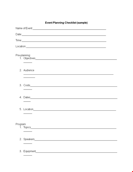 event checklist form example template