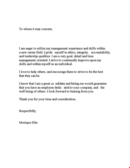 to whom it may concern letter: essential management skills template