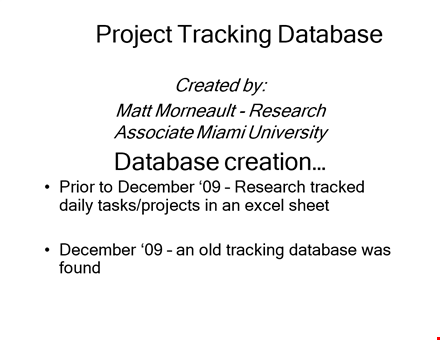 project tracking database template template