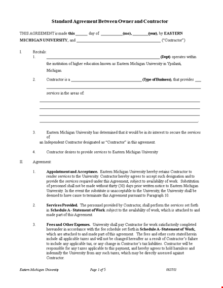 independent contractor agreement for university contractors - clear terms & guidelines template