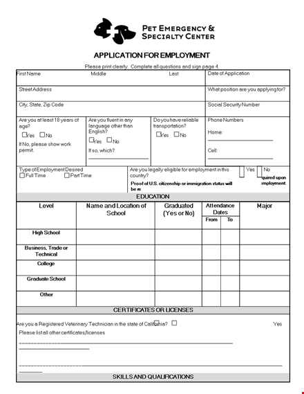 employment application template - simplify the hiring process for employer and applicants template