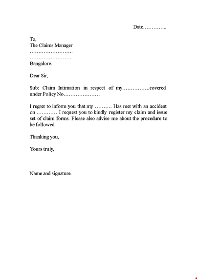claim letter template for manager - easily write effective claims | bangalore template