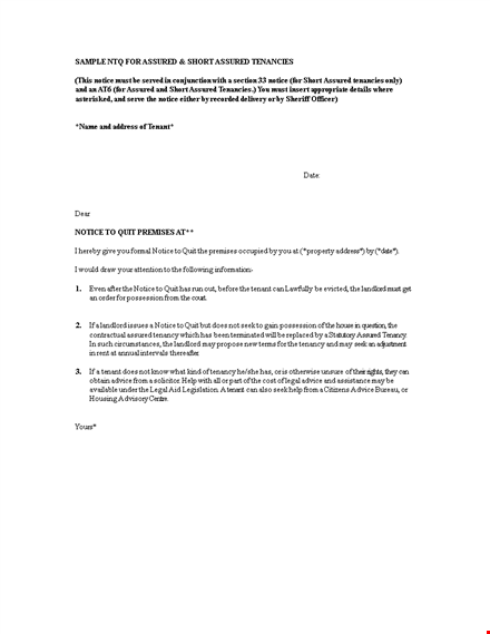 assured tenancy notice - assured tenancy agreement & notice template template