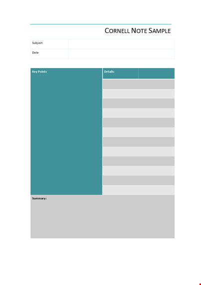 cornell notes template template