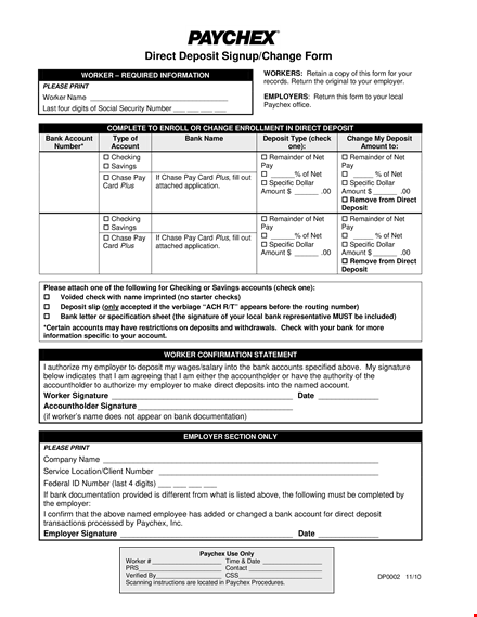 change direct deposit with a worker: download template template