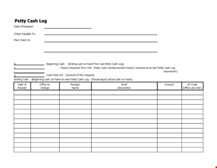 efficient petty cash management with our printable petty cash log template