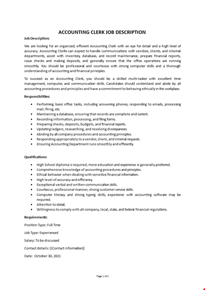 accounting clerk job description template