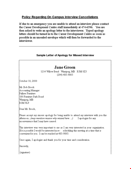 apology letter for unable to attend interview - professional apology template