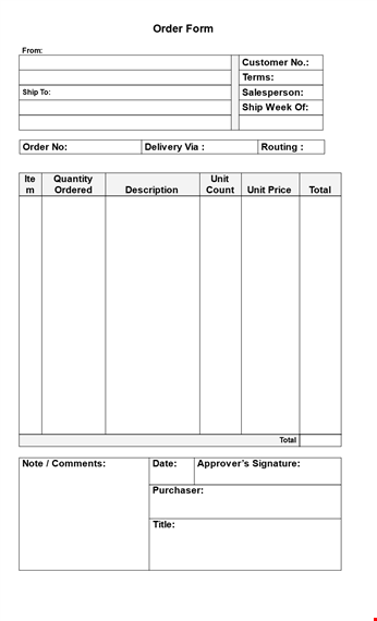 order from us with ease: get your purchase order and total today template
