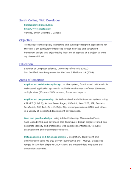 web designer resume sample doc template