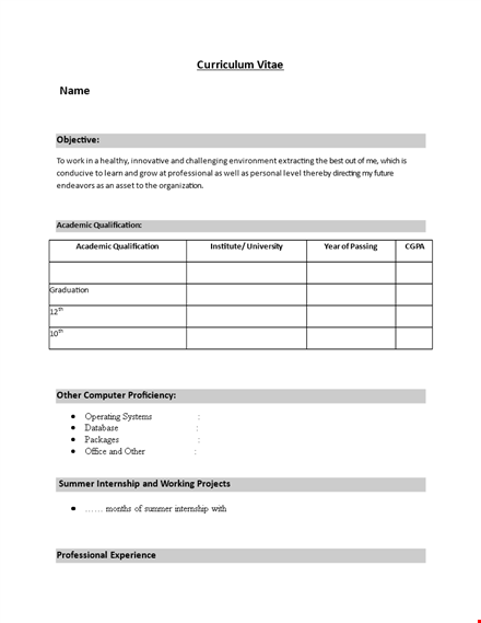 simple resume format for freshers in word file template
