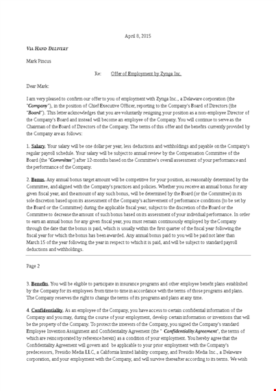 employement consultant offer letter template template