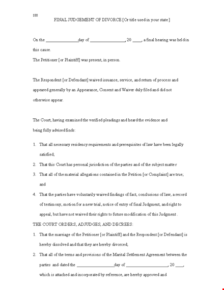 divorce papers template: clear and comprehensive agreement for settlement between parties template