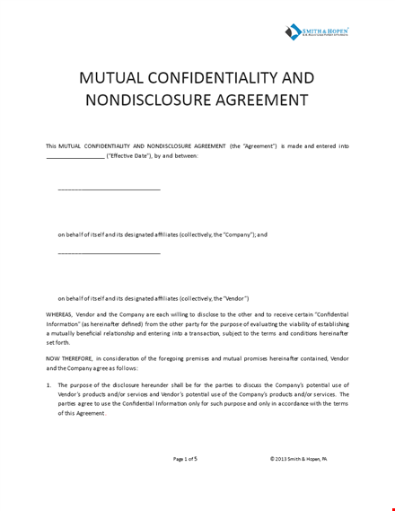 confidentiality agreement template – protect your information | nda template