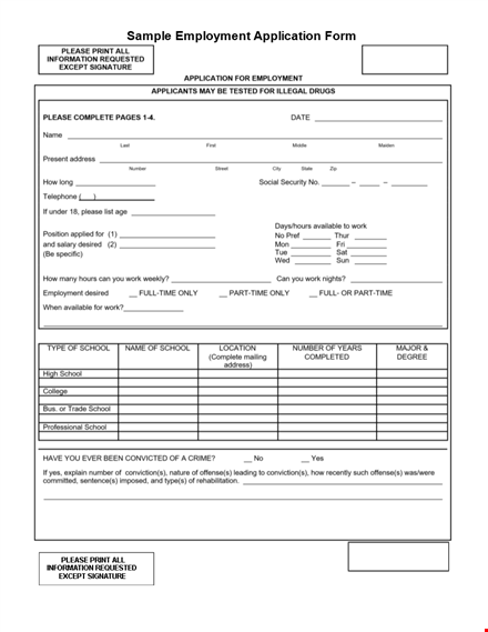 basic job application form - apply for employment opportunities template