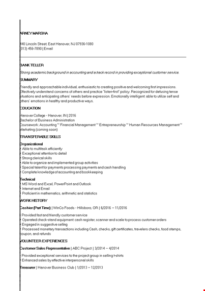 entry level banking job resume template