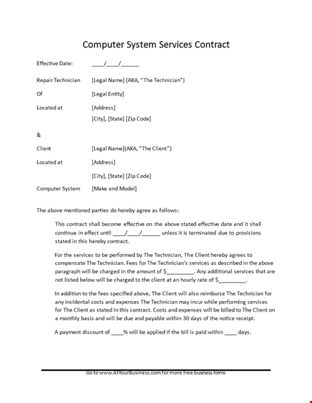 computer services contract template | protect your client with a comprehensive agreement template