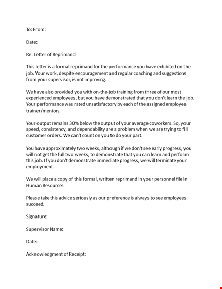 professional letter of reprimand - expertly written template