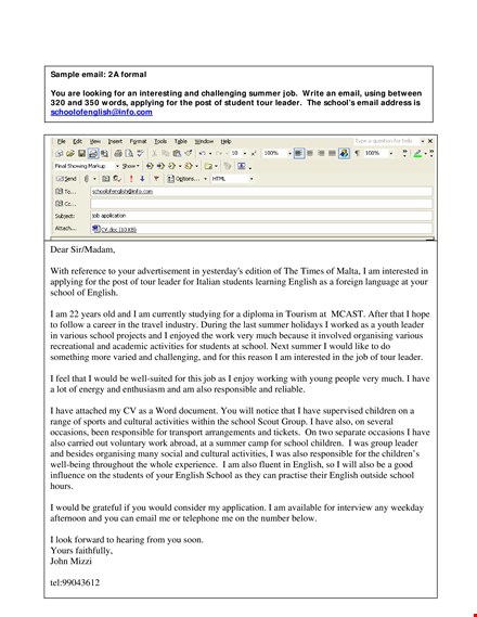 apply for school email application letter - formal and professional english writing template