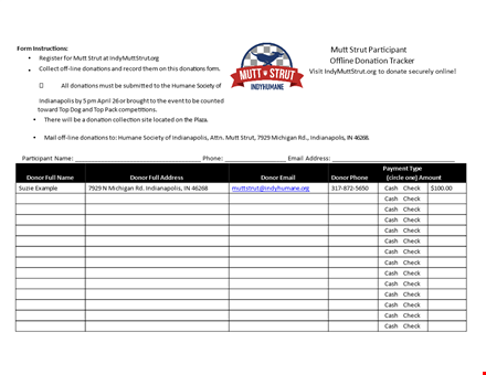 donation tracker form template template