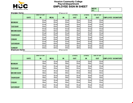 employee payroll sign in sheet template template