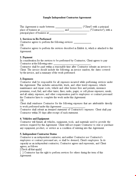 client independent contractor agreement - contractor services & agreement template