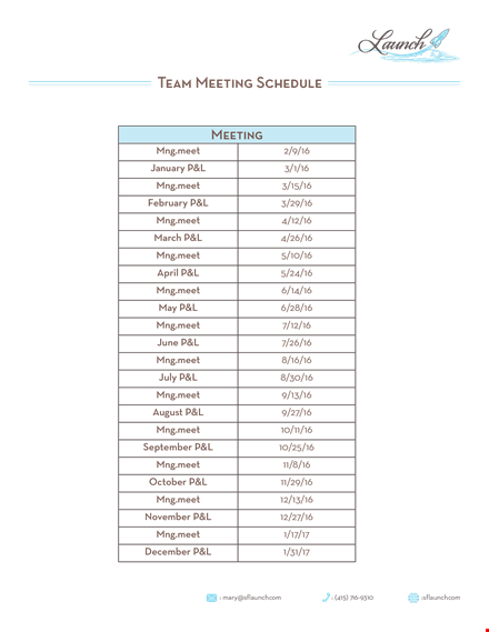 team meeting schedule template template