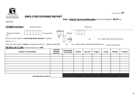 employee expense report - easily track, manage and approve employee payments & claims template