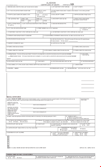 download the best death certificate template - editable & printable template
