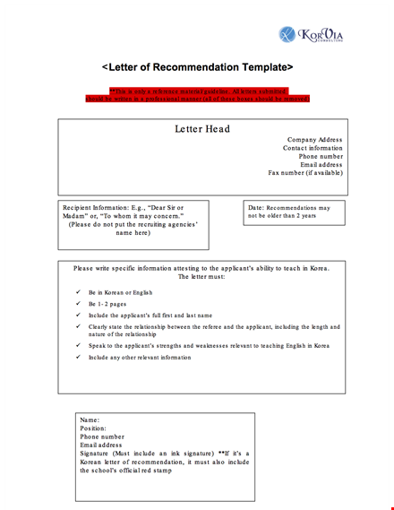 expert letter of recommendation | boost your chances template